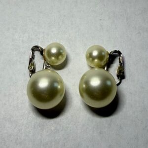 Vintage Dangly Faux Pearl Clip-On Earrings